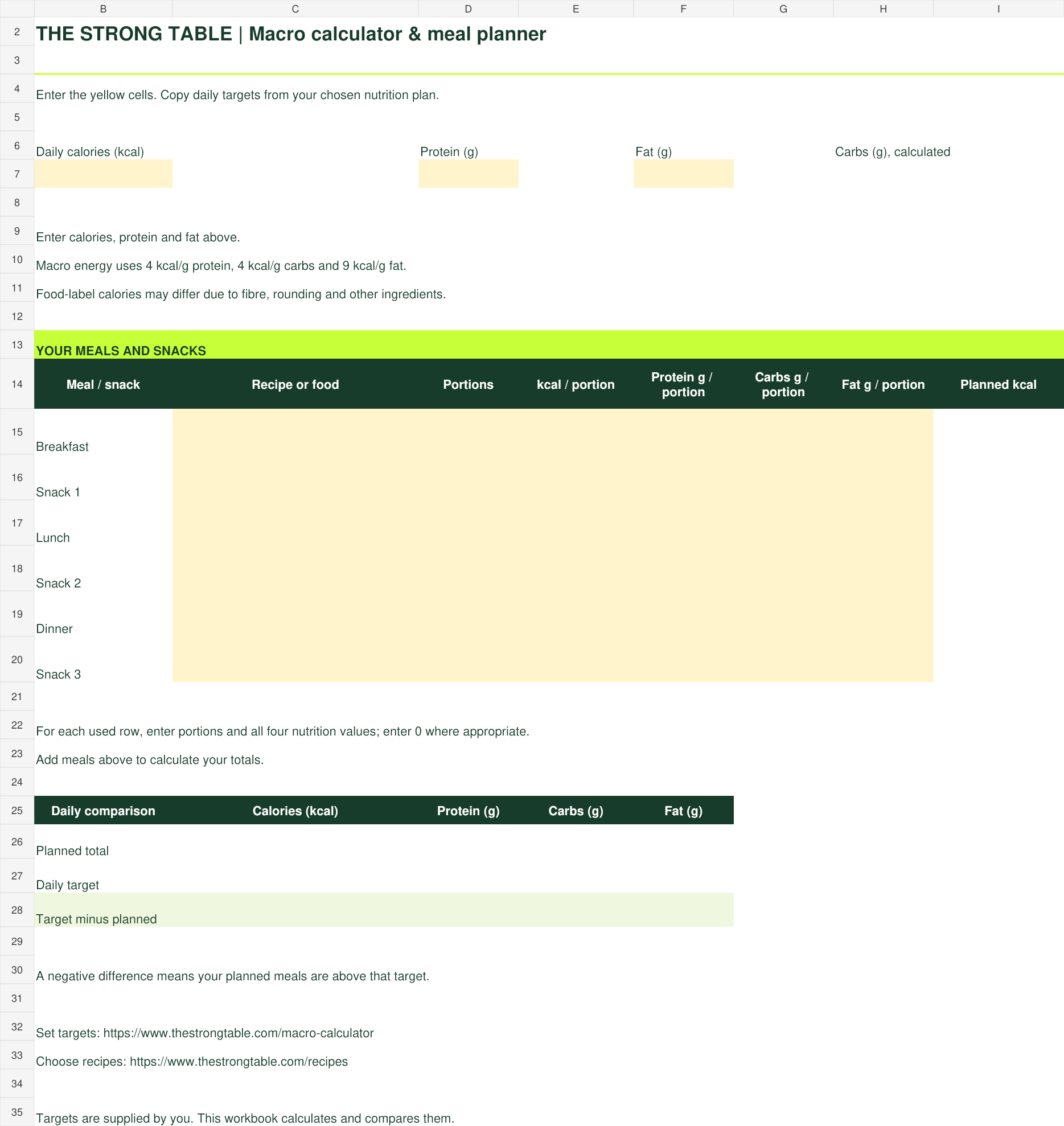 Macro calculator & meal planner preview